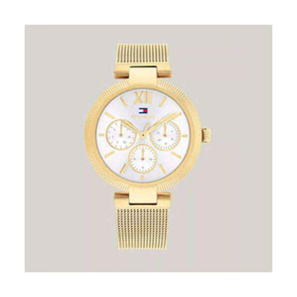 타미힐피거 여성 36MM 멀티펑션 골드 메쉬 시계 White