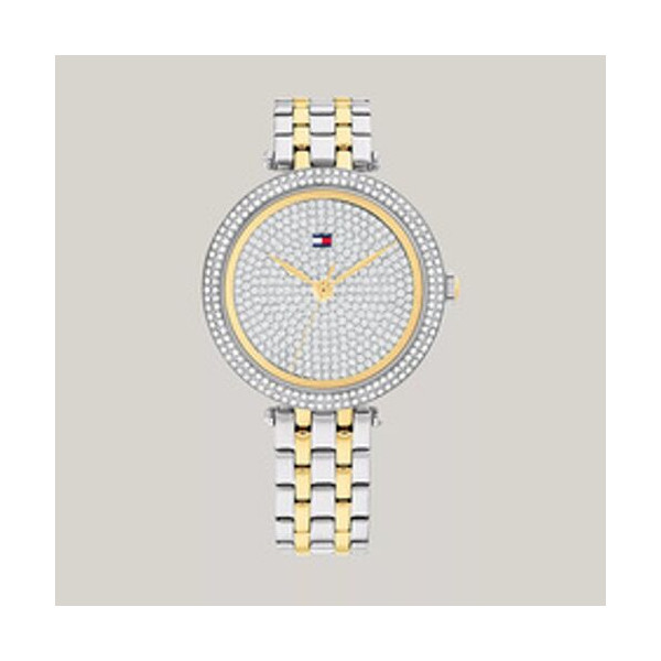 타미힐피거 여성 34MM Crystal 베젤 투톤 시계Crystal