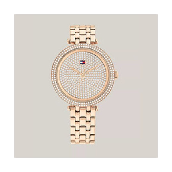 타미힐피거 여성 34MM 카네이션 골드 시계 Crystal