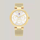 타미힐피거 여성 36MM 멀티펑션 골드 메쉬 시계 White
